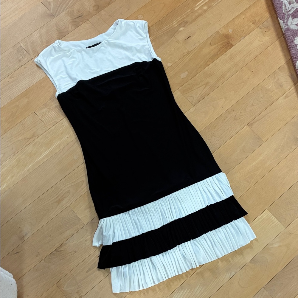 Frank Lyman Design Black and White Sleeveless Midi Dress